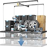 Overhead Garage Storage Rack – 4x8 FT Garage Ceiling Storage Racks with Safety Lock, Heavy-Duty Ceiling Mounted Lift System and Storage Organizer, Ideal for Maximizing Overhead Space, 325 lbs Capacity