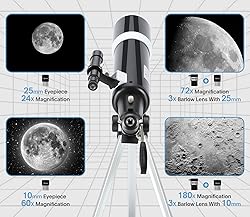 Telescope for Adults & Beginner Astronomers - 80mm