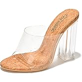 Cape Robbin Fusion Clear Chunky Block High Heels for Women, Transparent Booties for Women