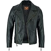 A&H Apparel: Motorcycle Genuine Leather Jacket - Hand-picked Genuine Top-Grain Cowhide Leather Biker Jacket for Men