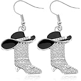 Rhinestone Cowgirl Boot Earrings for Women - Western Boot Dangle Earrings with Bohemian Enamel Design - Stylish for Country, Rodeo, and Western Jewelry Fashion