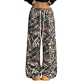 COOLOYA Women's Camouflage Leaf Print Pants Casual Elastic High Waist Sweatpants Camo Print Outdoor Bottoms