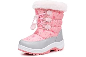 Blikcon Kids Boys Girls Snow Boots Water-resistant Winter Boots - Warm Plush Faux Fur Lined, Side Zipper & Non-Slip Sole (Toddler/Little Kid)