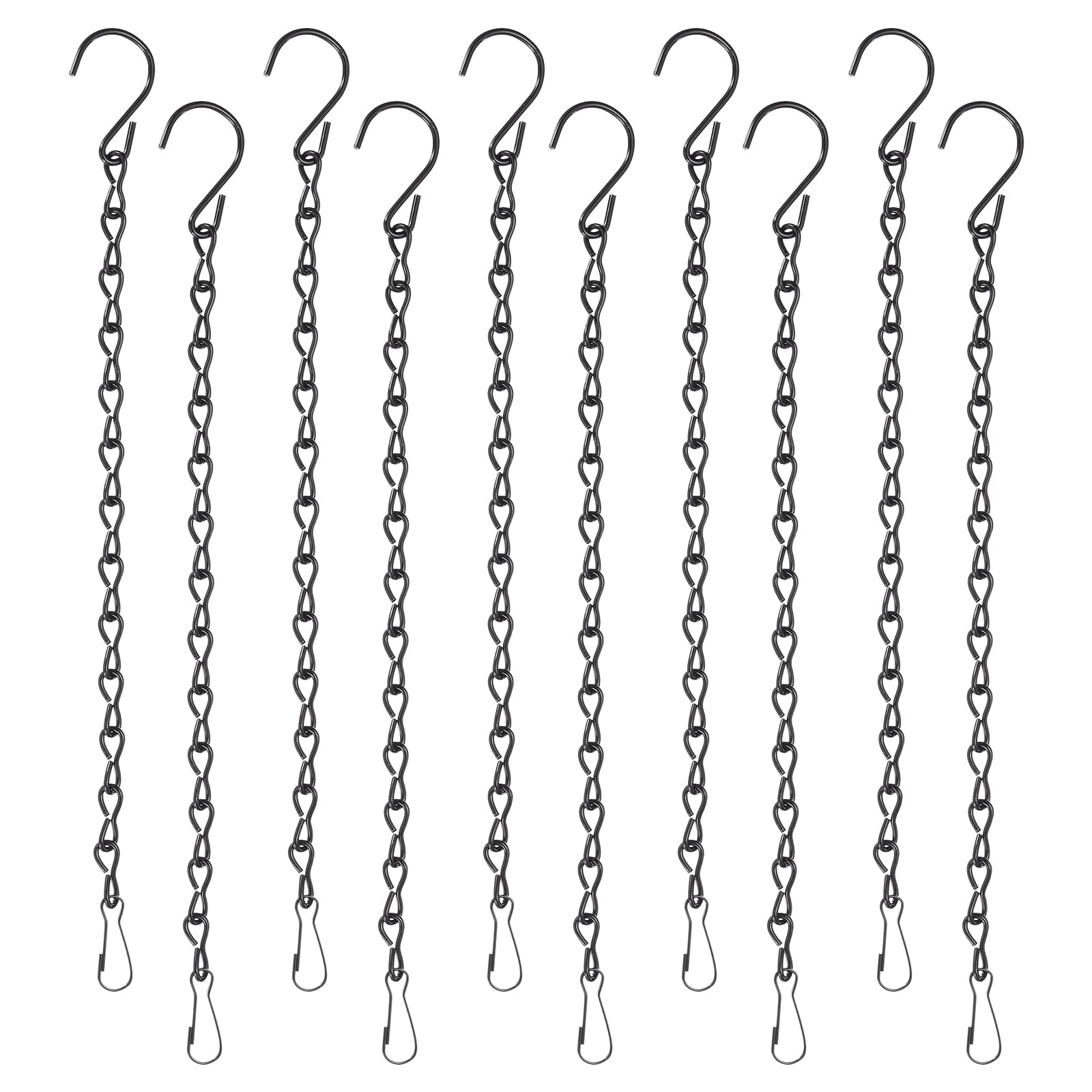 PATIKIL 20 Inch Hanging Chains, 10 Pcs Hanging Plants Basket Bird Feeder Wind Chimes Billboards Photo and Indoor and Outdoor Decor, Black