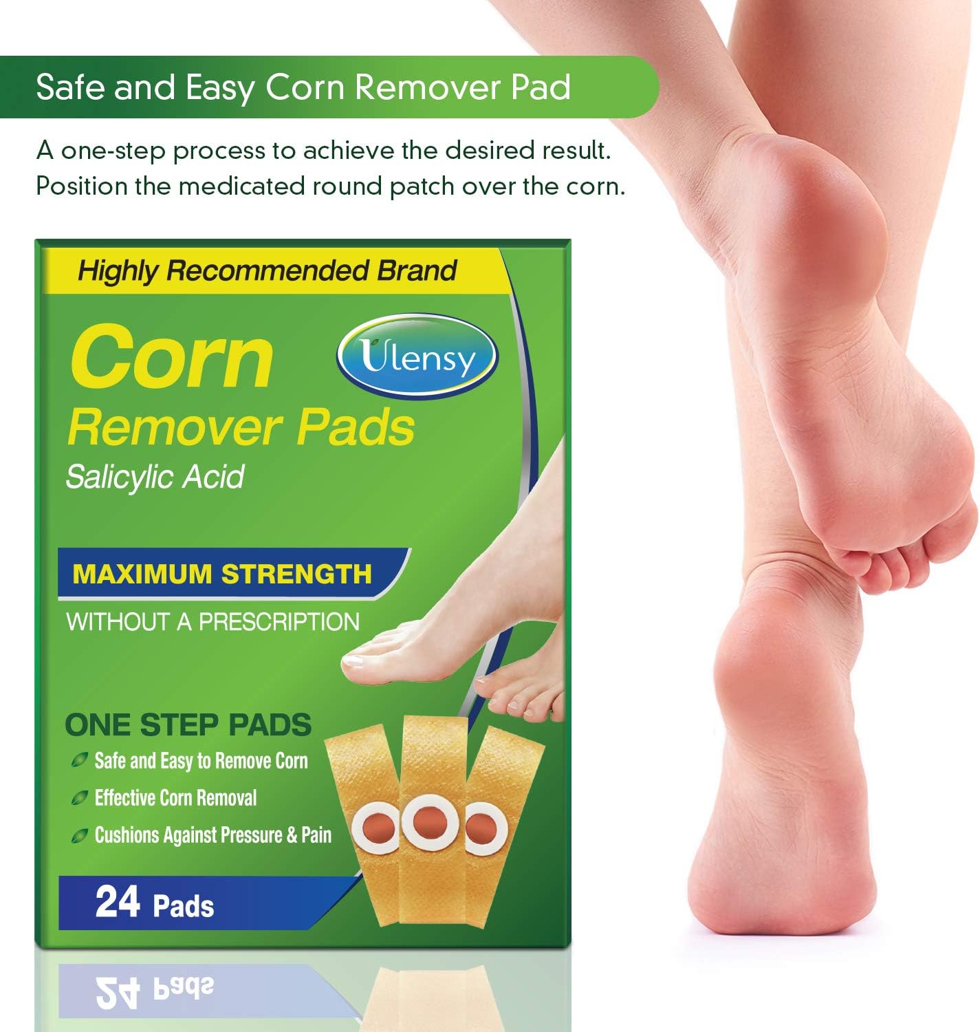 Corn Remover, 24 Corn Remover Pads, Toe Corn and Callus Removal, Corn Treatment Pads, Corn Remover Pads for Foot Corn Removal, 24 Pads: Health & Personal Care