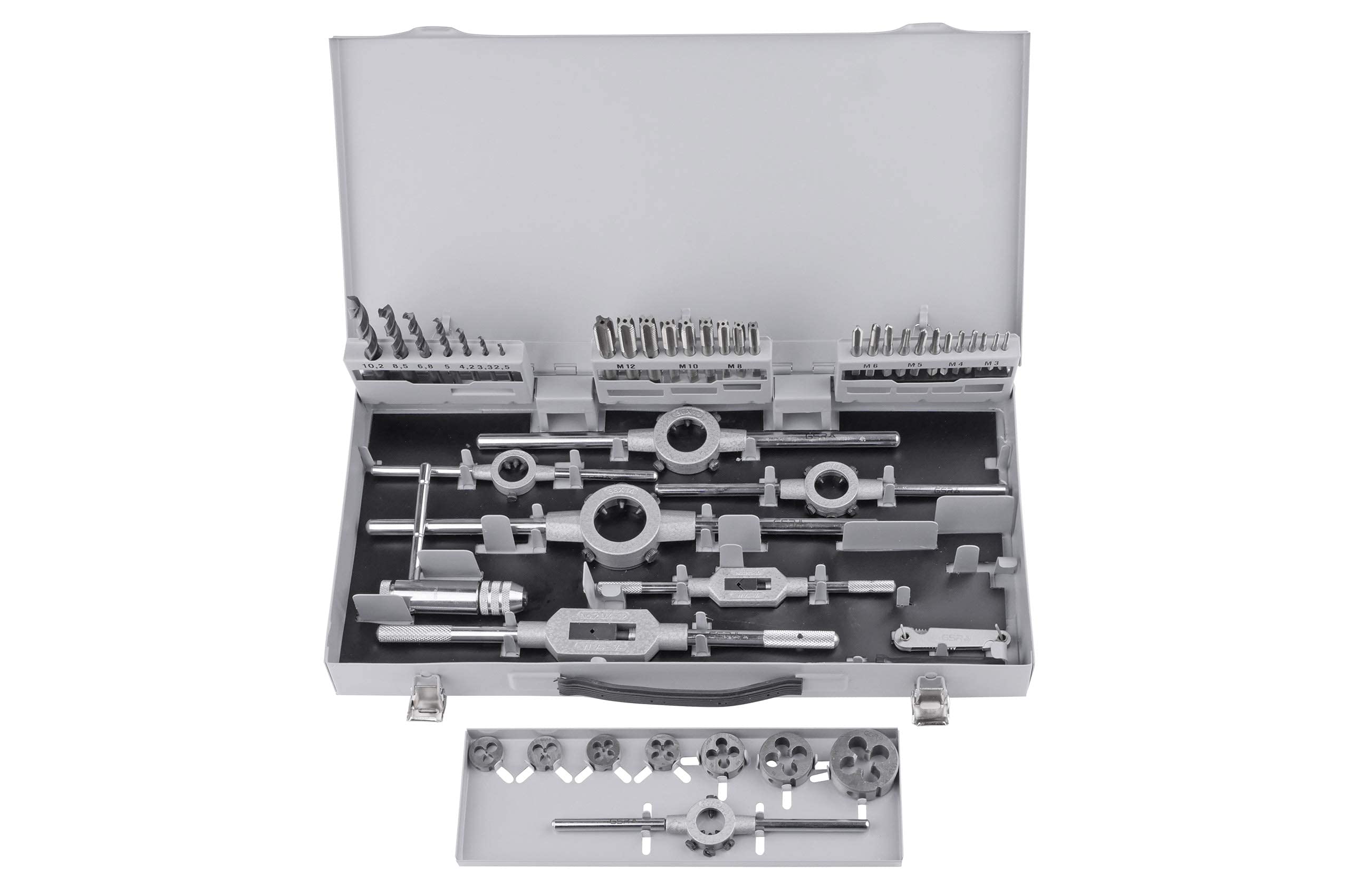Profi 45pcs. Tap and Die Set M3-M12 HSS GSR, Thread Cutters, Round die, Drills