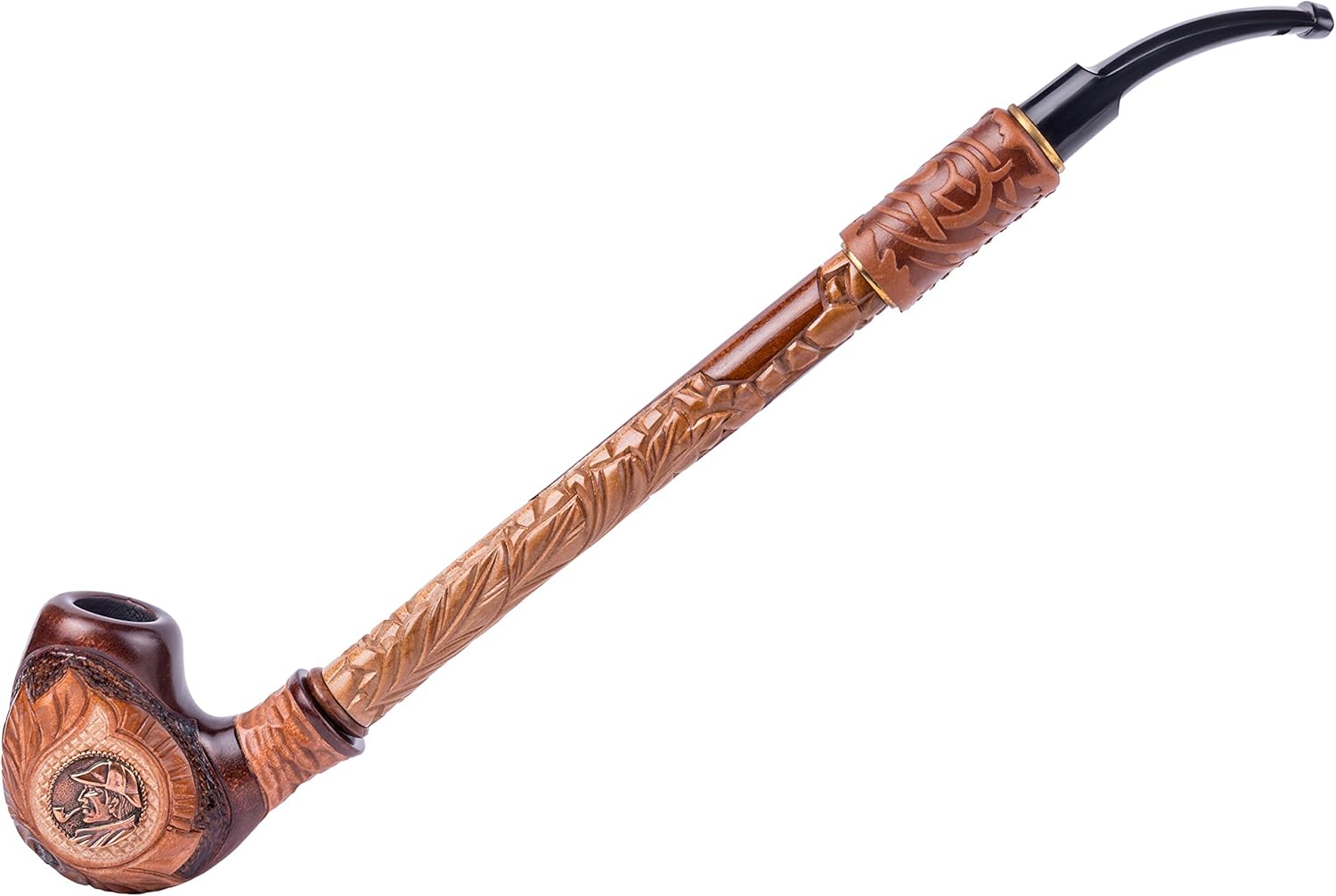 Dr. Watson - 13.5" Churchwarden Wooden Tobacco Smoking Pipe, Hand Carved, Fits 9mm Filter, Comes with Pouch, Boxed (Sherlock Holmes)