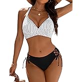 Blooming Jelly Womens Bikini Sets Cheeky Two Piece Swimsuit Criss Cross Adjustable Straps Bathing Suit String Swim Suits