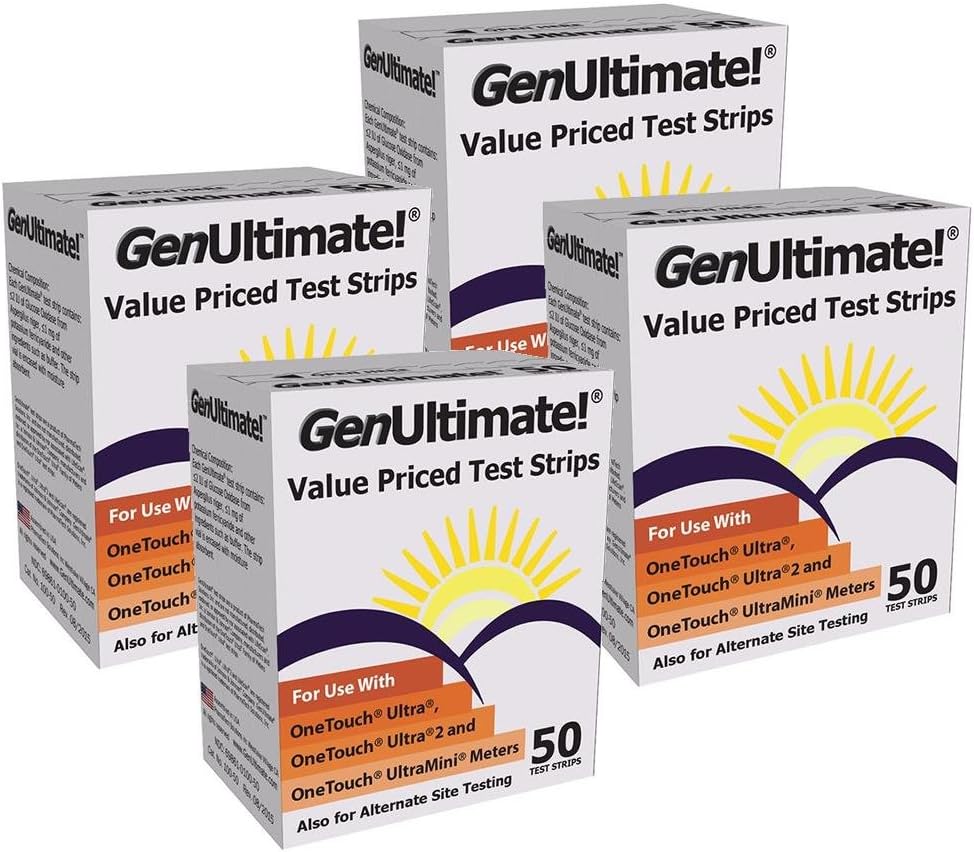 GenUltimate! Blood Glucose Strips, 50 Count (Pack of 4): Health & Personal Care