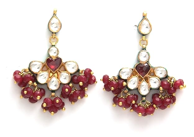 Designer Real Look Handcrafted Top Quality Bikaneri Jadau Kundan Earrings for Women and Girls
