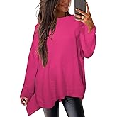 Women's Oversized Sweaters Batwing Long Sleeve Chunky Fall Winter Side Slit Tunic Pullover Knit Tops (Extra Loose)