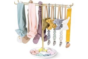 POVETIRE Baby Headband Holder Hair Bow Organizer for Girls,Metal Hair Ties Display Nylon Hairband Storage Head Wrap Stand Hair Accessories Organizer for Newborn Infant Toddler Kids