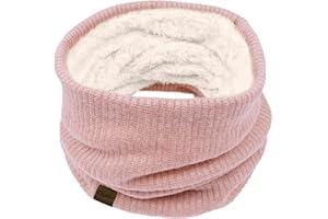 Chalier Infinity Scarf Winter Double-Layer Neck Warmer Knit Fleece Lined Circle Loop Scarves