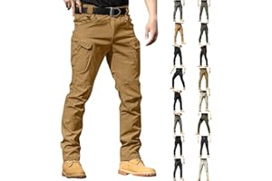 TOBCHONP Tactical Pants for Men Relaxed Fit Stretchy Work Pants Baggy Cargo Camo Pants Flex Carpenter Pant Multi Pockets