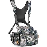 Zoebruzer Binocular Harness Chest Pack, Bino Harness Bag with Rangefinder Pouch & Rain Cover, Molle System Multifunction Hunting Pack