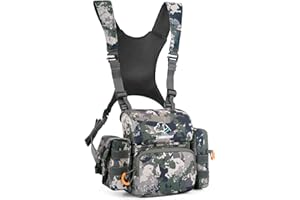 Zoebruzer Binocular Harness Chest Pack, Bino Harness Bag with Rangefinder Pouch & Rain Cover, Molle System Multifunction Hunt