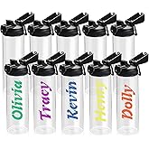 Vletlux 24oz Clear Water Bottles with Flip Chug Lid Carrying Loop 10 Pack, Reusable Blank Cups Bulk Wide Mouth Portable Lightweight for Sports Gym Travel Cycling Camping, DIY Gift for Teacher Nurse