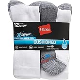 Hanes Men's Hanes Men's Socks, X-temp Cushioned Crew Socks, 12-pack