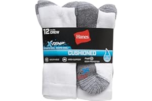 Hanes Men's Hanes Men's Socks, X-temp Cushioned Crew Socks, 12-pack