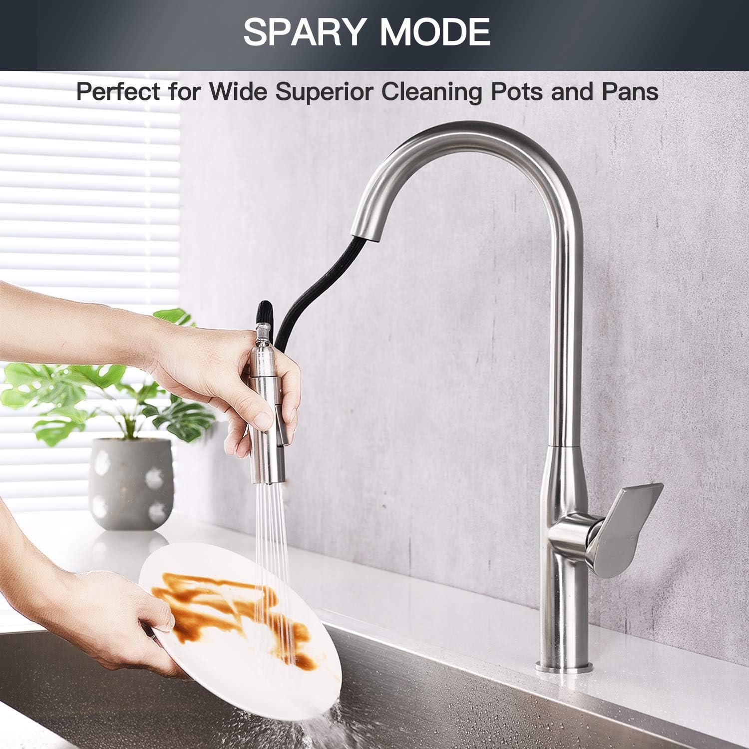  Sprayer Down Pull with Faucet Kitchen Steel Stainless 2