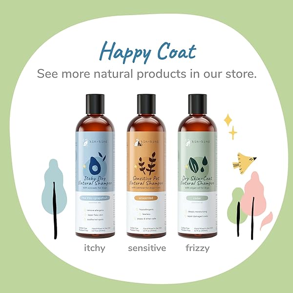 KIN+KIND DOG SHAMPOO FOR DRY, ITCHY SKIN AND COAT RELIEF – SAFE, NATURAL FORMULA WITH OLIVE OIL, COCONUT OIL, CEDARWOOD – MADE IN THE USA – DOG GROOMING, PUPPY SUPPLIES, AND DOG ACCESSORIES(12 FL OZ)