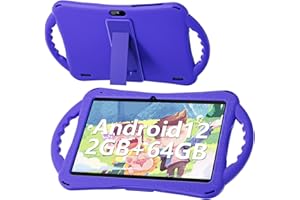 Naclud 10 Inch Tablet for Kids, Android 12 Kids Tablet with Kids Case, 2GB RAM 64GB ROM, 5000mAh, 1280 * 800 Display, Dual Camera, WiFi, Educational Games, Blue Handle Case