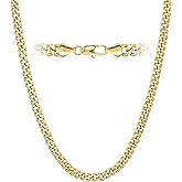 AHSIWC 14K Gold Chain Necklaces for Women & Men, 6.5mm Simple Cuban Link Chain Womens, Dainty Non-tarnish Necklace Unisex Size 18-24 Inches Cadenas De Oro Para Mujer 14K