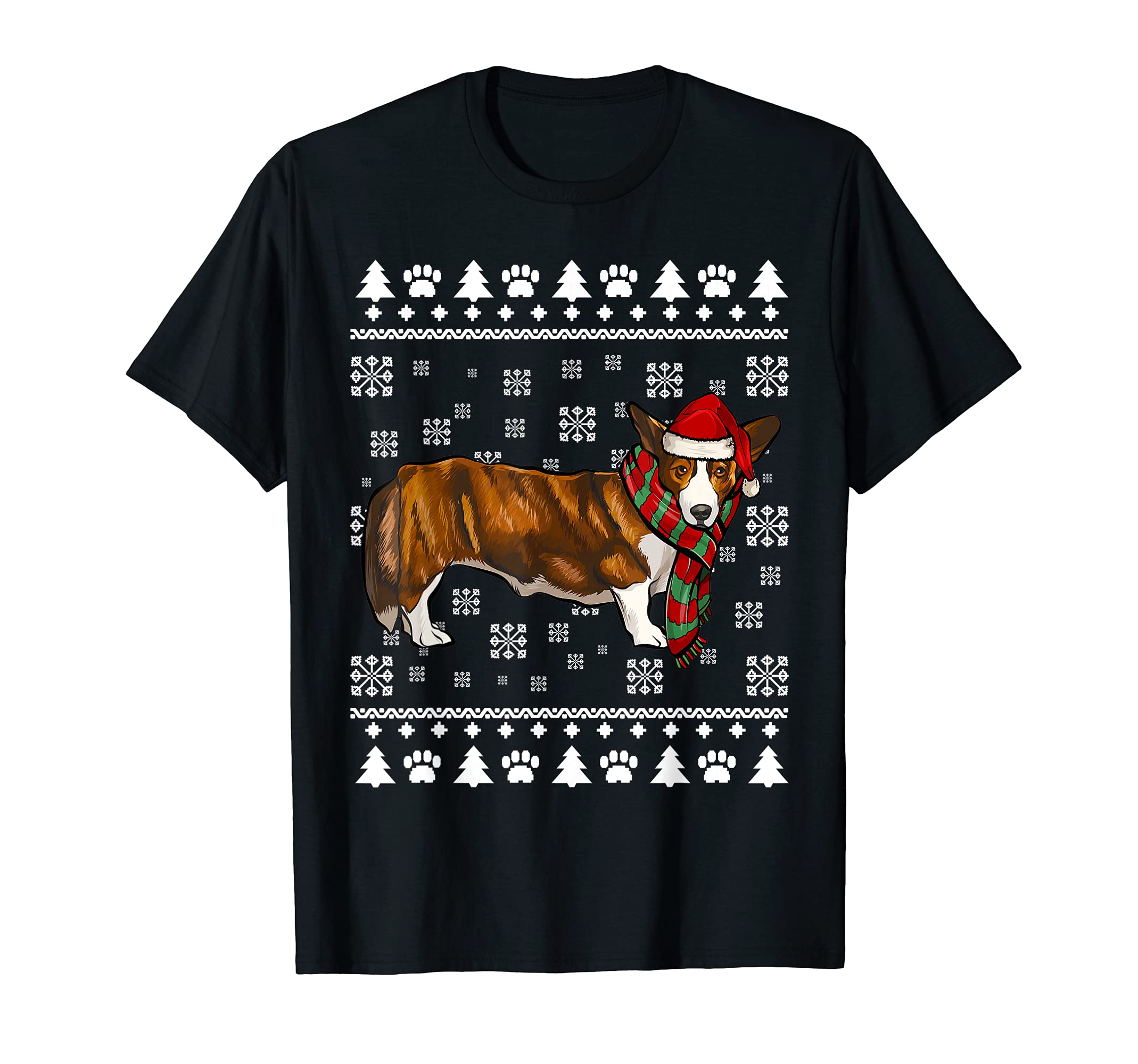 Cardigan Welsh Corgi Dog Santa Hat Xmas Ugly Christmas T-Shirt