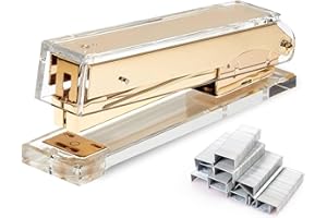 OfficeGoods Acrylic Stapler – Aesthetic & Durable Gold Desk Staple for Modern Office – Stylish & Compact Office Supplies for Women & Men