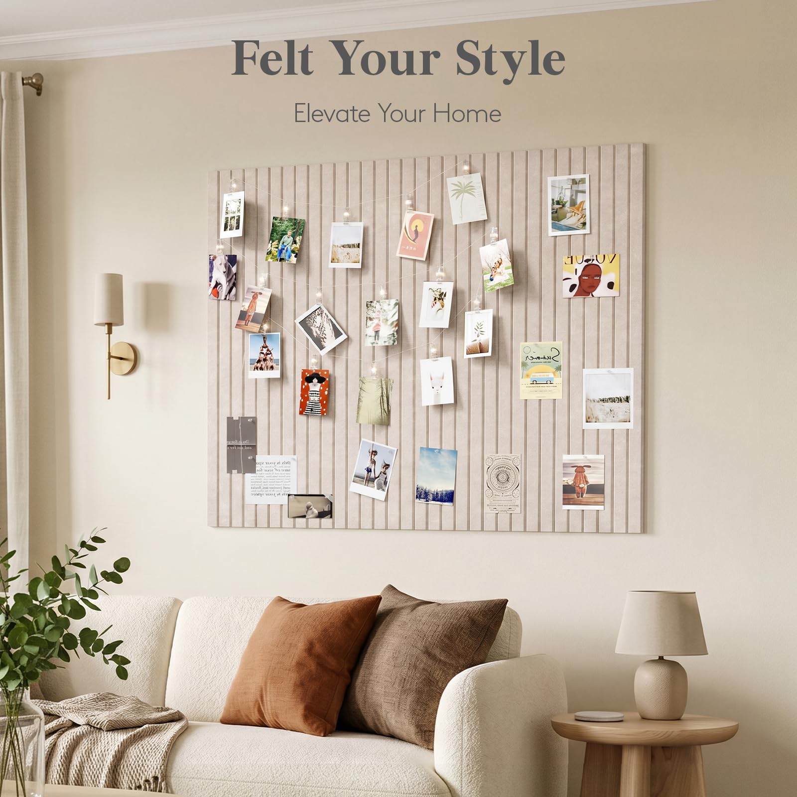 Lifewit 120 x 90 cm Filz Pinnwand Selbstklebend, 12 Pack Pinnwand Kork Alternative, Dekorative Vision Board Fotowand Pin Board Memoboard mit 50 Stück Pinnnadeln für Büro, Küche, Kinderzimmer, Beige 2