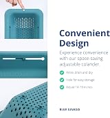 BLUE GINKGO Over the Sink Colander Strainer Basket Teal 14.5-19.5 in view 4