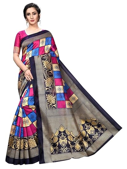 Paradise Creation Womens Art Silk Saree with Unstitched Blouse Piece (Multi)