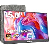 InnoView Portable Monitor 15.6" 1080P for Laptop with Storage Bag, Built-in 90&deg; Adjustable Stand USB C HDMI Ultra-Slim Portable Laptop Monitor for MacBook Phone PS Xbox Switch