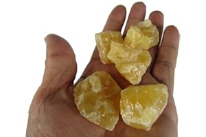 CIRCUITOFFICE 5 Piece Natural Raw Orange Calcite Crystals, 1" - 2", For Wire Cabbing, Wrapping, Polishing, Tumbling, Wicca, Reiki, Cutting, Metaphysical, Chakra, Positive Energy, Healing, Decoration, or Gift