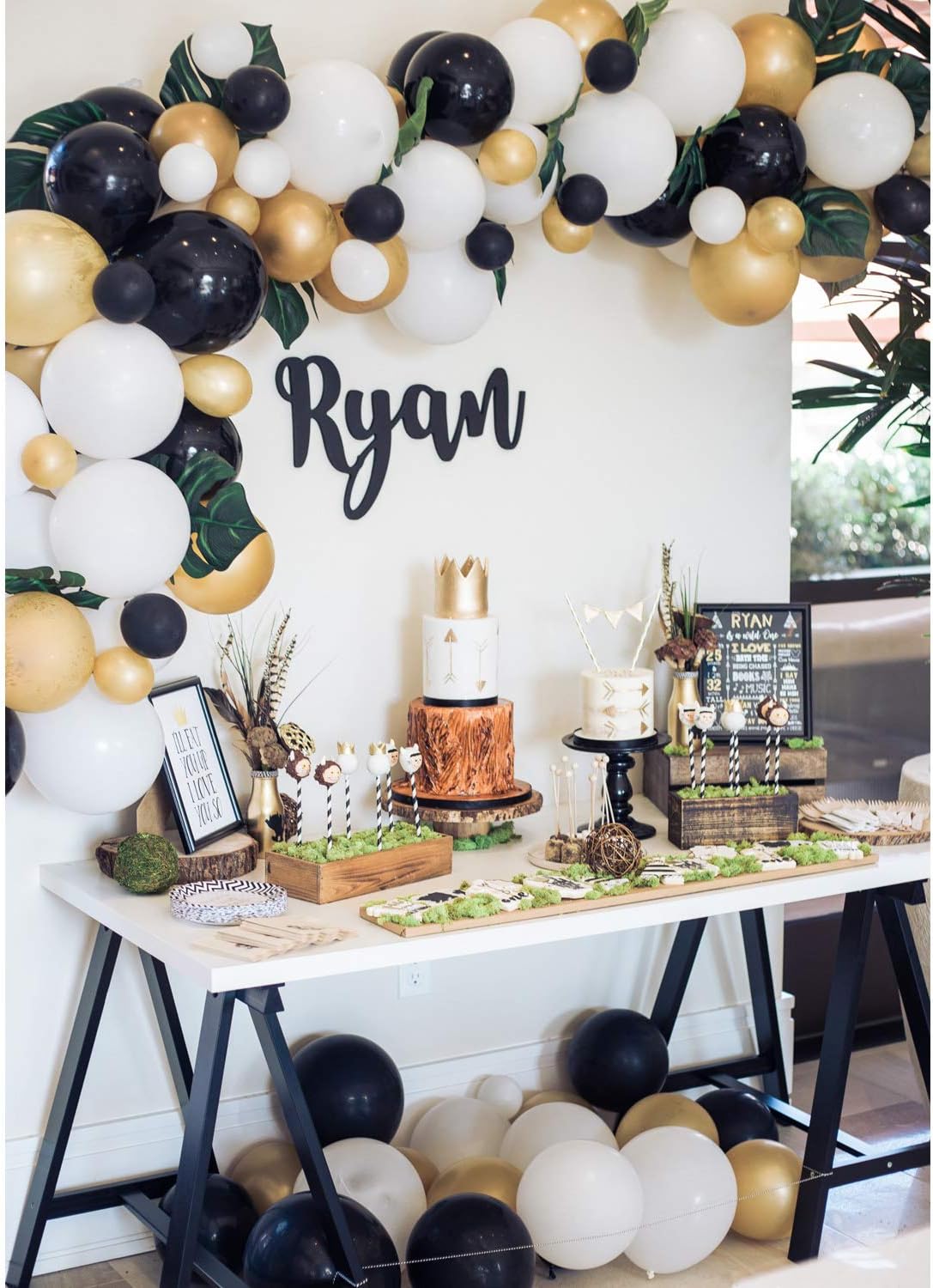 Gold Balloons Black Balloons 12 Inch 75 PCS, Matte Latex Balloons Garland Arch Kits for Baby Shower Bachelorette Party Wedding Party Decoration Birthday Party
