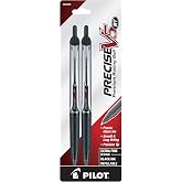 PILOT Precise V5 RT Retractable Rollerball Pens, 0.5mm, Black, 2-Pack | Writing made smooth, retractable ink pens for writing