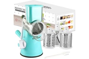 Cambom Manual Rotary Cheese Grater - Round Mandoline Slicer with Strong Suction Base, Vegetable Slicer Nuts Grinder Cheese Sh