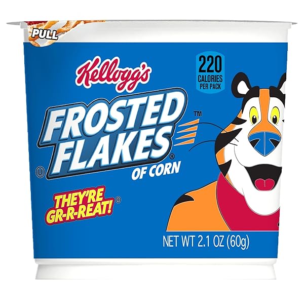KELLOGG’S FROSTED FLAKES BREAKFAST CEREAL CUPS, 8 VITAMINS AND MINERALS, KIDS SNACKS, ORIGINAL, 25.2OZ CASE (12 CUPS)