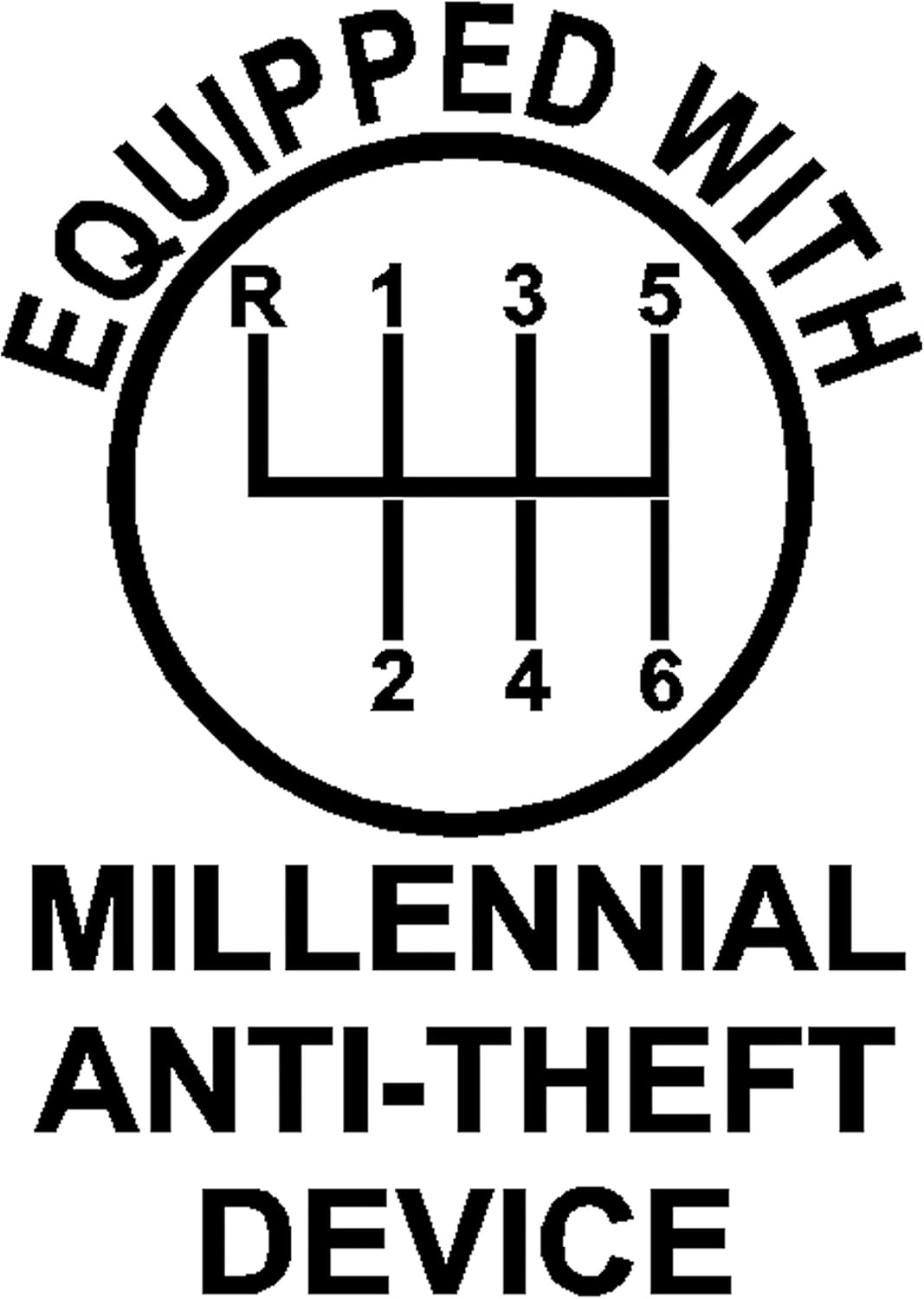 Equipped with Millennial AntiTheft Device Decal