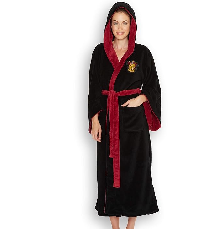 Womens Black Harry Potter Gryffindor Crest Hooded Dressing Gown Amazon
