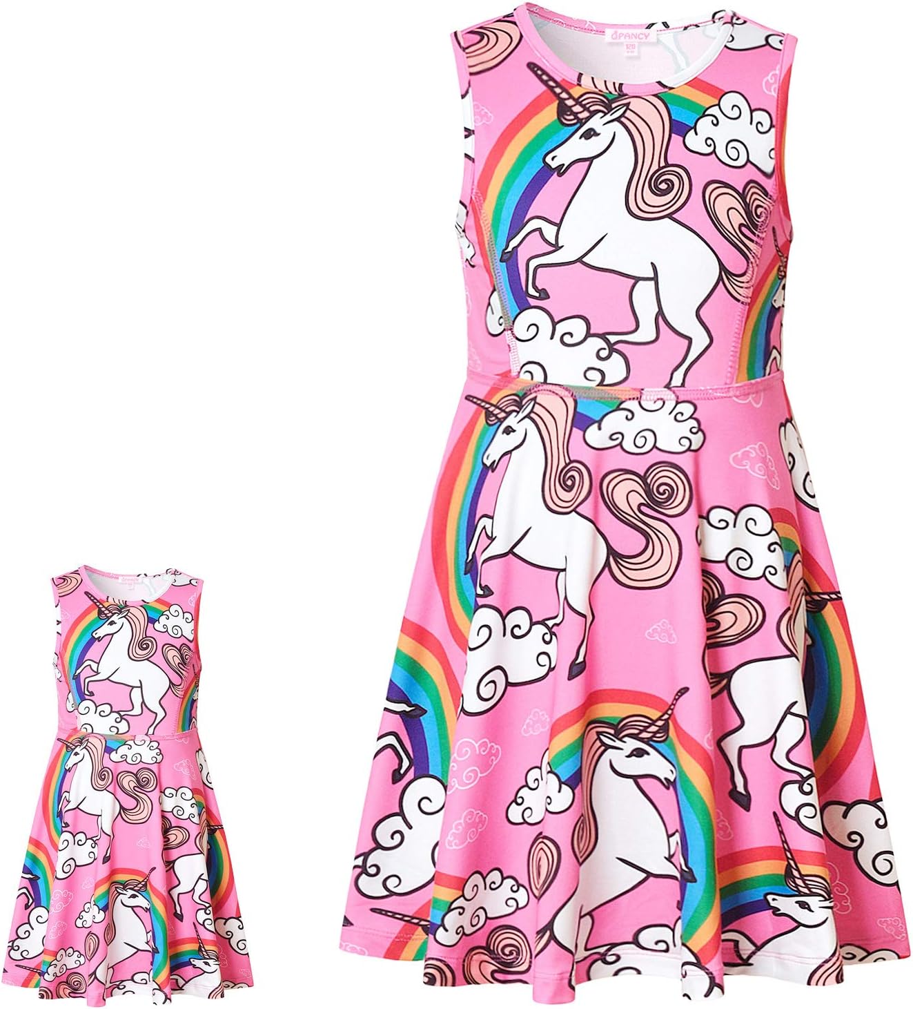 Matching Girls & Doll Dresses Sleeveless Unicorn Outfits Clothes Fits 18" Dolls