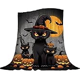 Neatee Living Halloween Throw Blanket Pumpkins Cats Throw Blanket Black Spooky Scary Blanket Decorative Lightweight Fuzzy Soft Plush Fleece Blankets and Throws Couch Sofa Bed Blanket 50x60