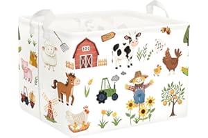 Clastyle Farm Animals Baby Laundry Hamper Leaf Kid Storage Basket Boy Girl Gift Toy Box Collapsible Clothes Organizer Nursery