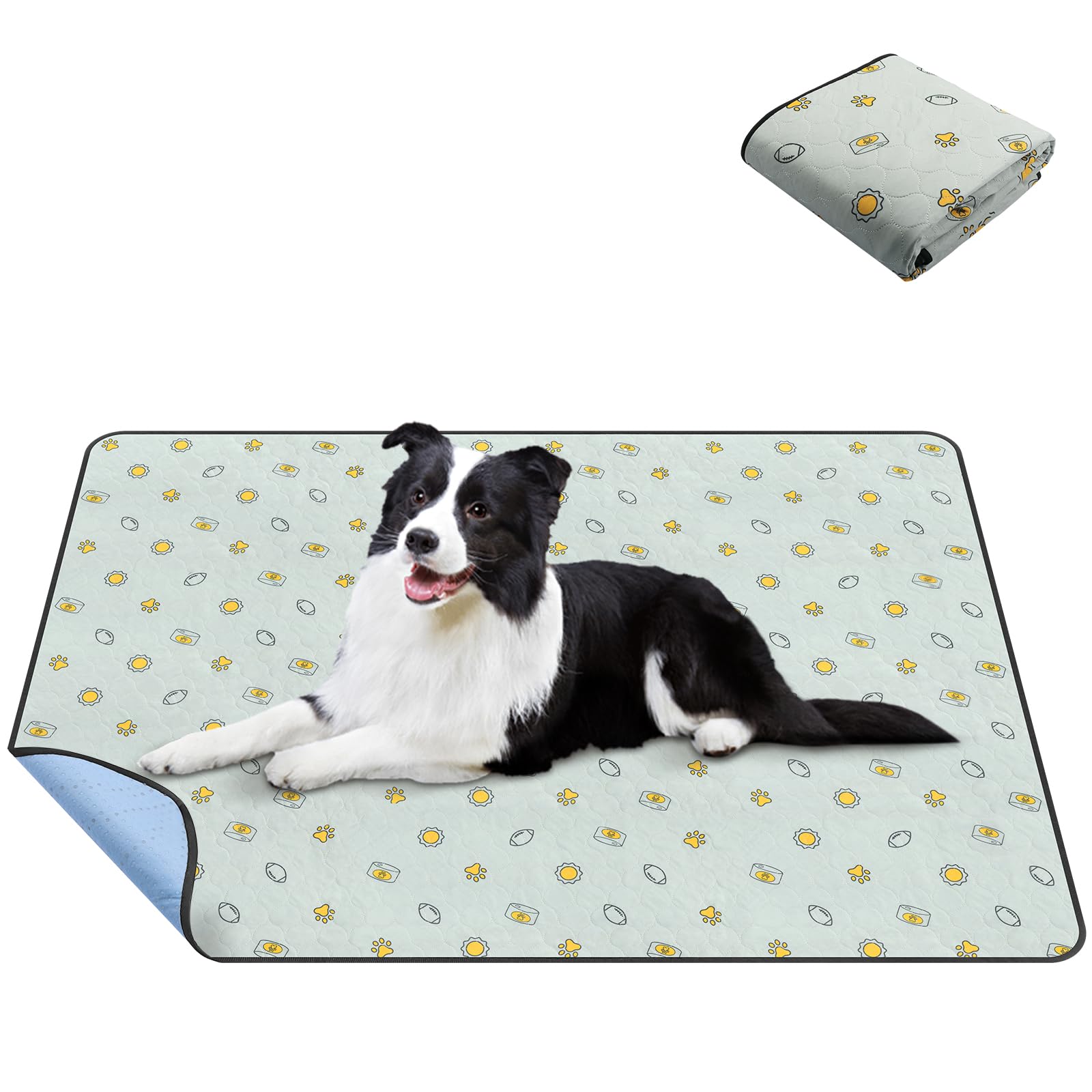 TAIKURA Washable Pee Pads for Dogs, Reusable Puppy Pads, Absorbent, Waterproof, Slip Resistant, Grey, Polyester/Unknown, 182x182cm