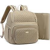 MAPLELILY Diaper Bag Backpack - Lightweight & Stylish, Boys, Girls & Baby Travel Essentials Tote with Changing Pad, Insulated Pocket, Stroller Strap - Baby Backpack for Mom, Maternity (Brown Taupe)
