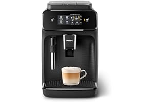 Philips 1200 Series Fully Automatic Espresso Machine, Classic Milk Frother, 2 Coffee Varieties, Intuitive Touch Display, 100% Ceramic Grinder, AquaClean Filter, Aroma Seal, Black (EP1220/04)