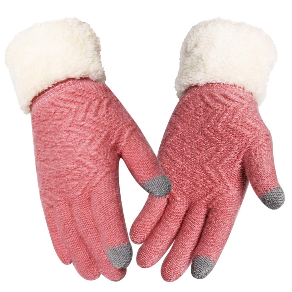 KXF Knitted Touch Screen Winter Gloves for Women Warm Stretchy Elastic Soft Outdoor Gloves Ladies Thick Thermal Cold Weather Handwarmers Mittens with Windproof Cuffs Comfortable Durable