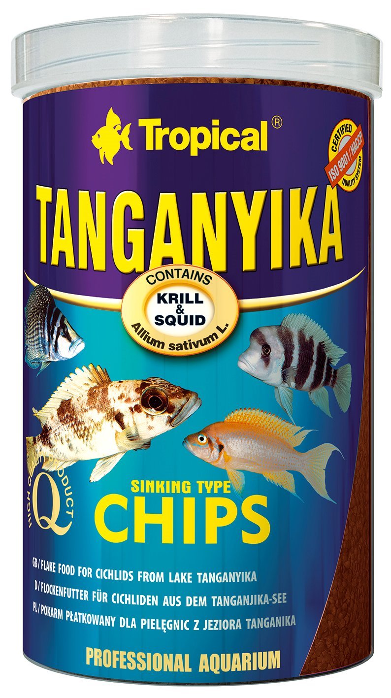 Tropical TANGANYIKA CHIPS 1000ml / 520g - premium sinking food for large carnivorous cichlids (krill, squid, spirulina & vitamin c)