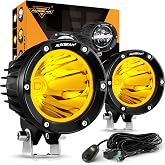 Auxbeam C4 Series 4-Inch Amber Round Fog Lights 72W LED Off Road Light Pods | Focused Spot Beam, Yellow Light Bar, 4x4 Offroad Lights, Truck Spotlight, Auxiliary Driving Light, for Wrangler F-150 4Runner