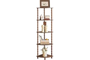 MaxSmeo Corner Shelf, 5-Tier Corner Bookshelf for Small Spaces, Stylish Corner Storage Display Shelves for Bedroom, Bathroom, Kitchen, Living Room (Rustic Brown)